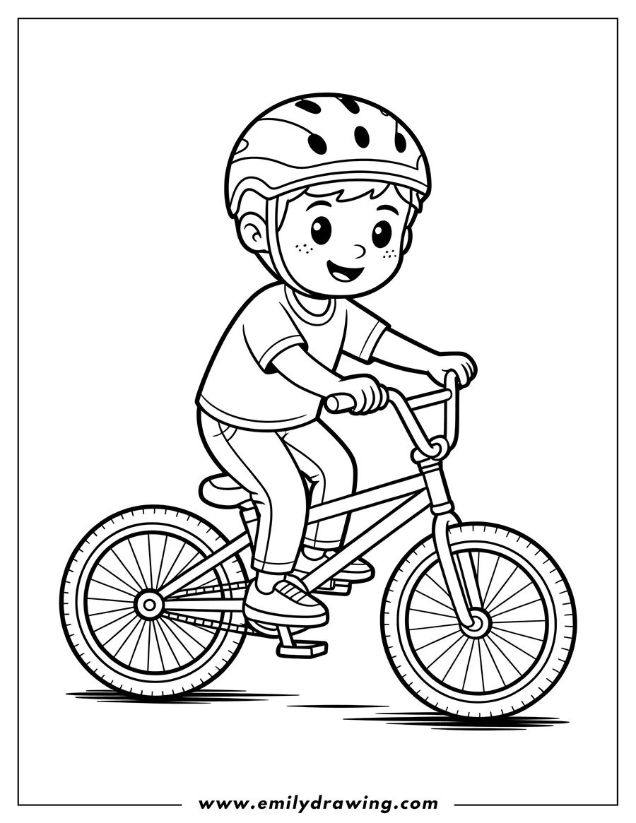 Clean line drawing: boy