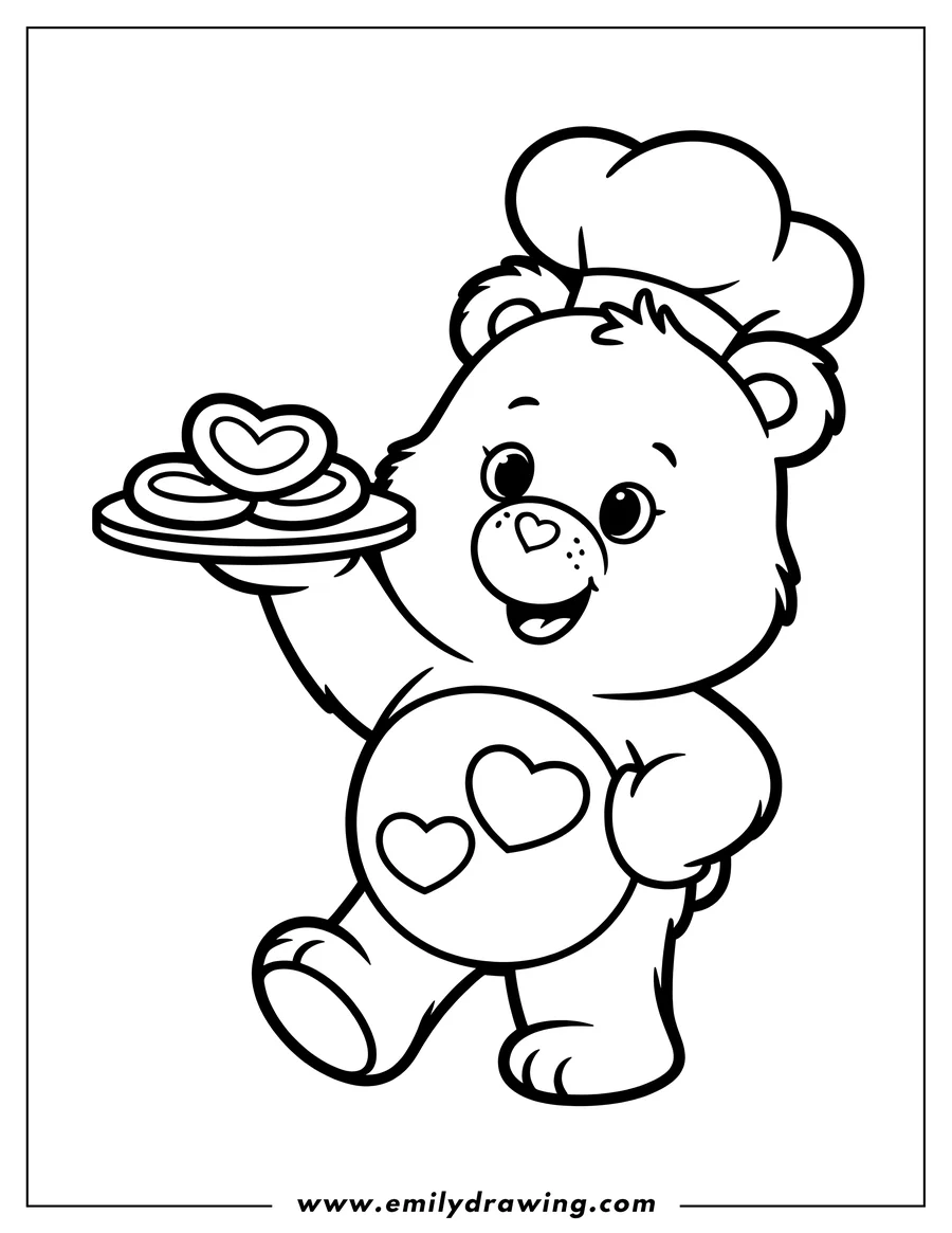 Outline drawing of care Bear