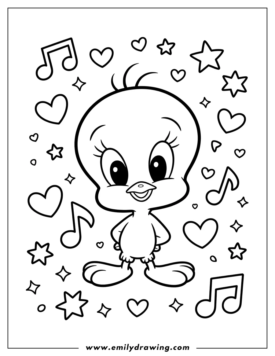 Coloring page of cartoon Bird