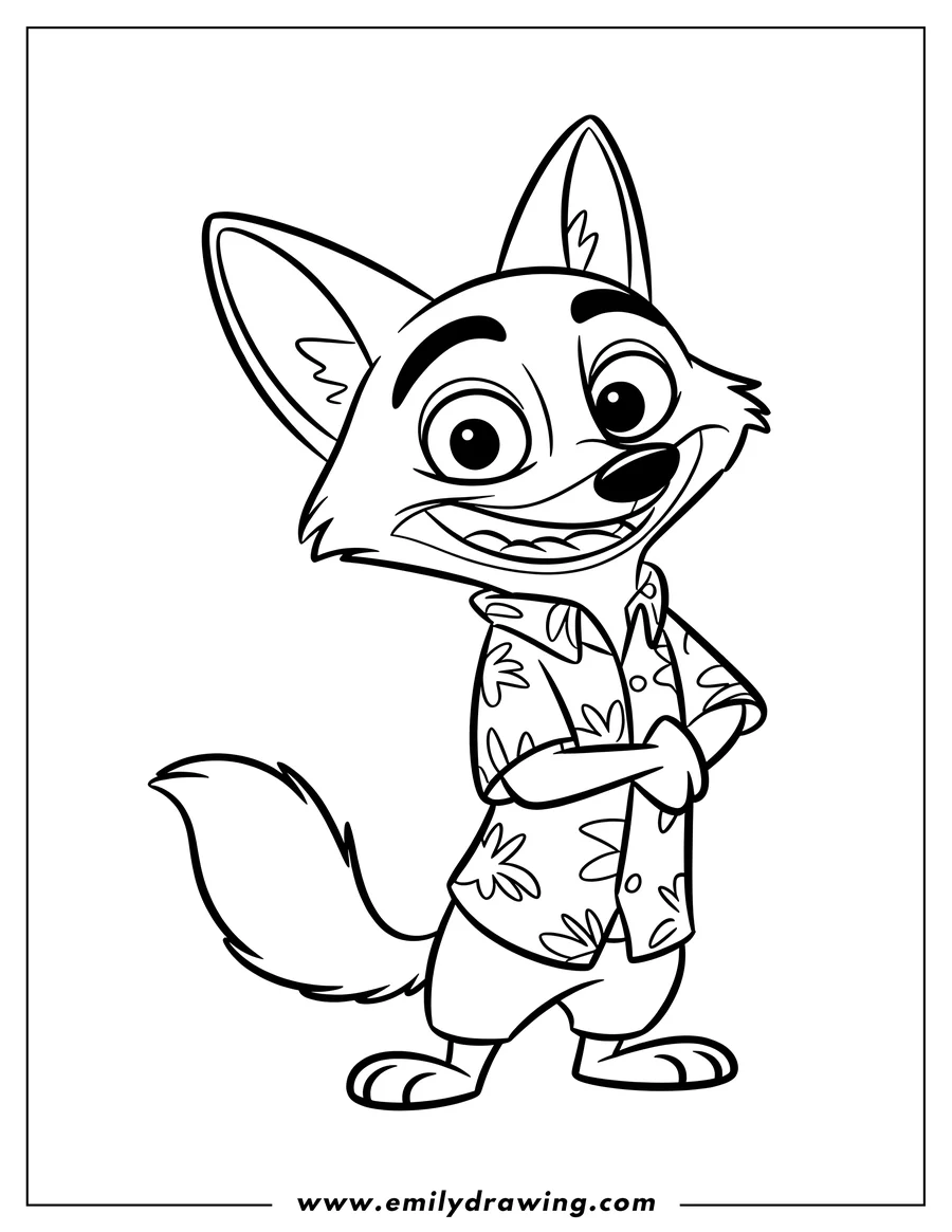 Coloring page for kids: cartoon Fox