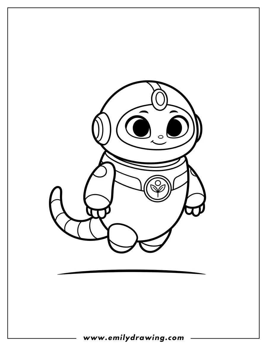 Doodle style coloring picture of easy cartoon robot Eve outline for preschoolers