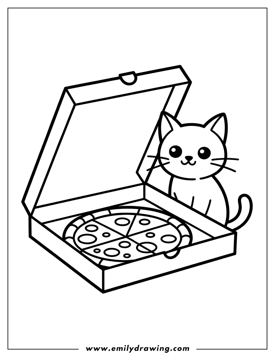 Printable line art of cat