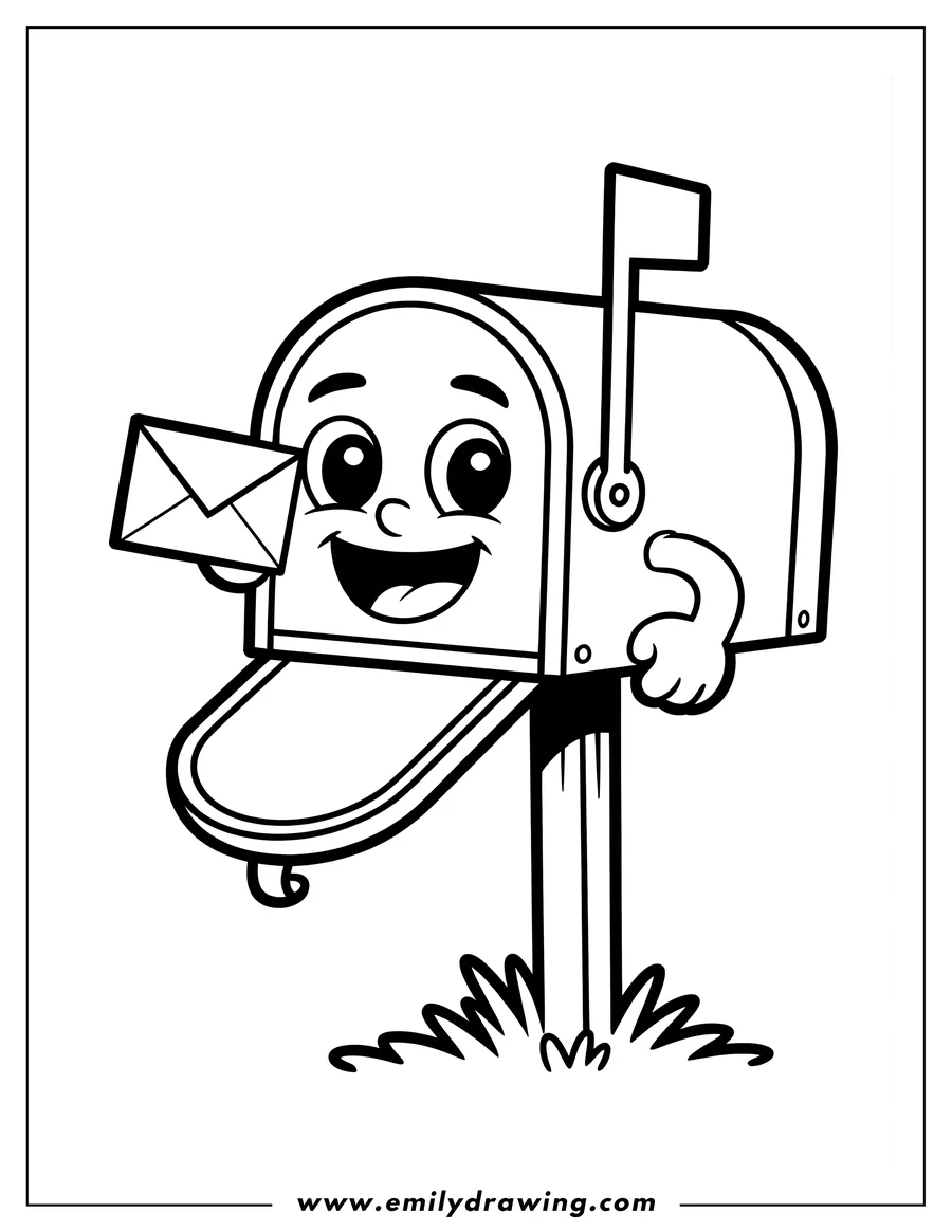 Coloring page for kids: mailbox