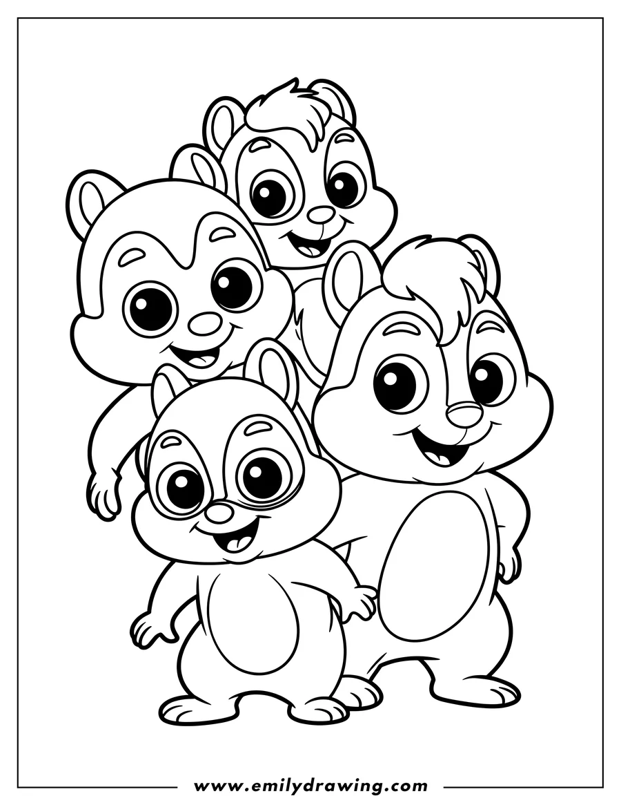 Coloring page for kids: chipmunk Group