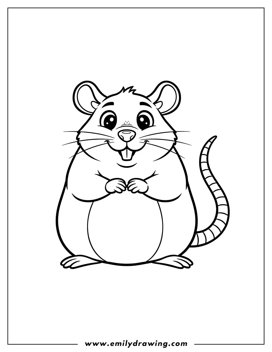 Downloadable coloring page of rat