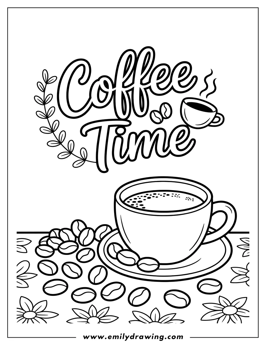Coloring page of coffee Cup
