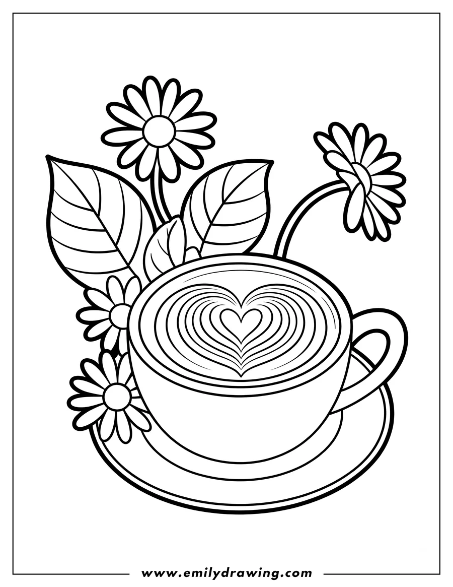 Doodle style coloring picture of coffee Cup