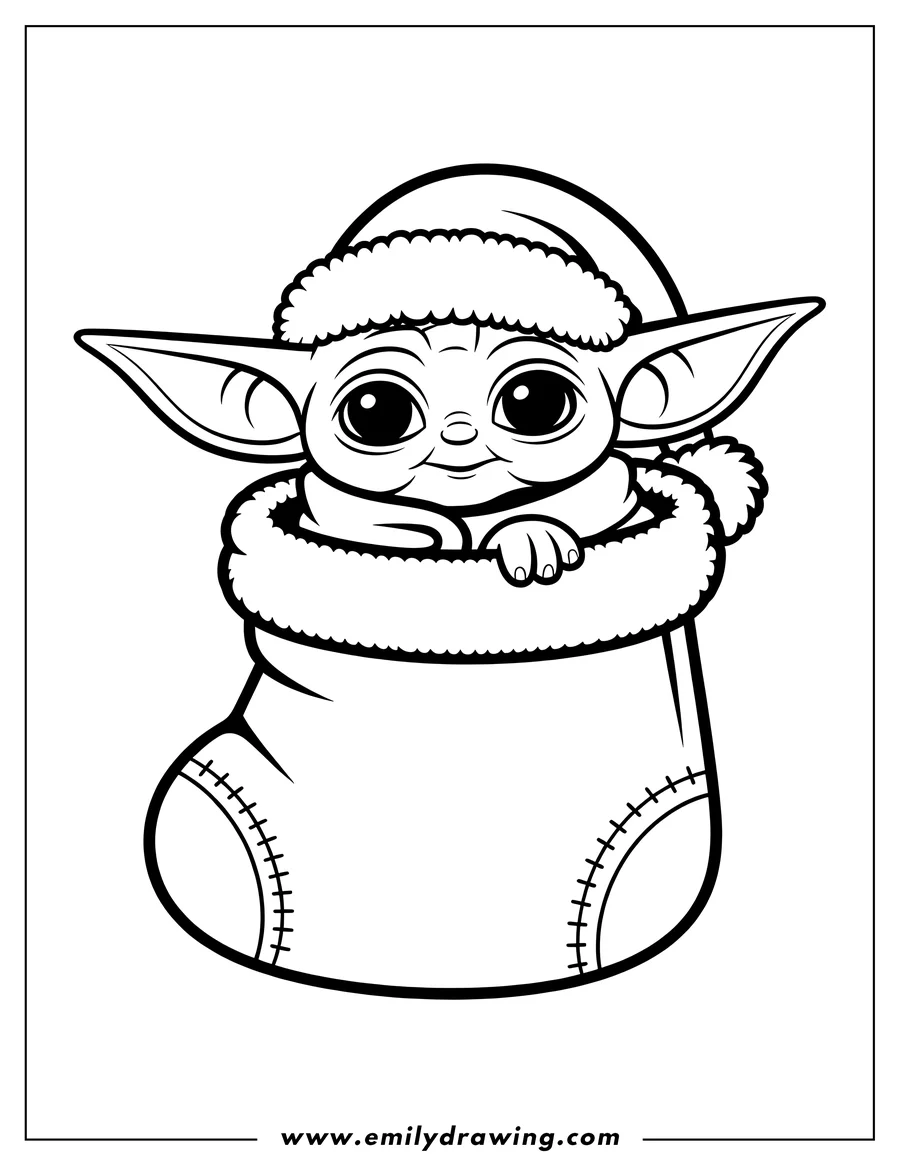 Coloring page for kids: alien Child (Grogu)