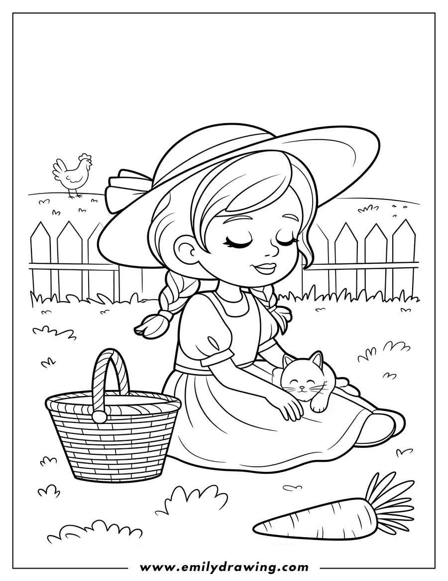 Linear illustration of girl