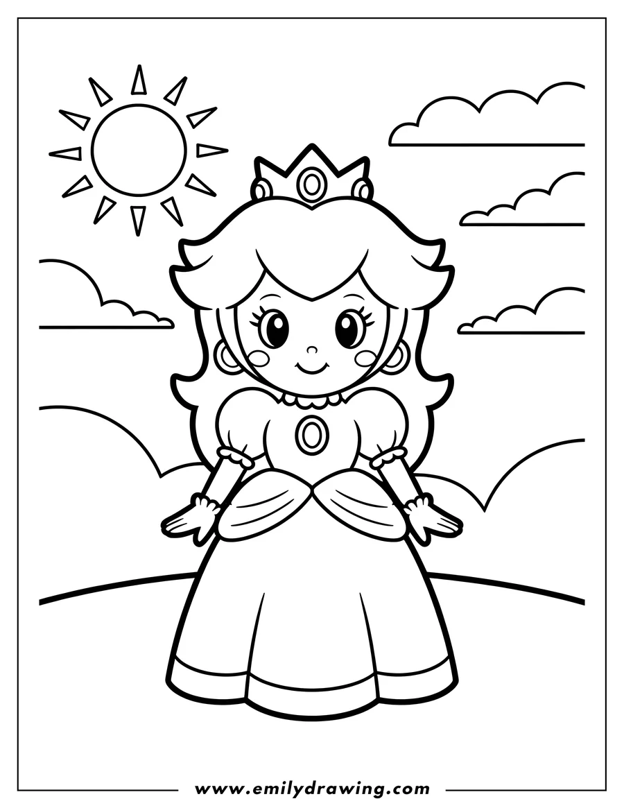 Simple sketch of princess to color