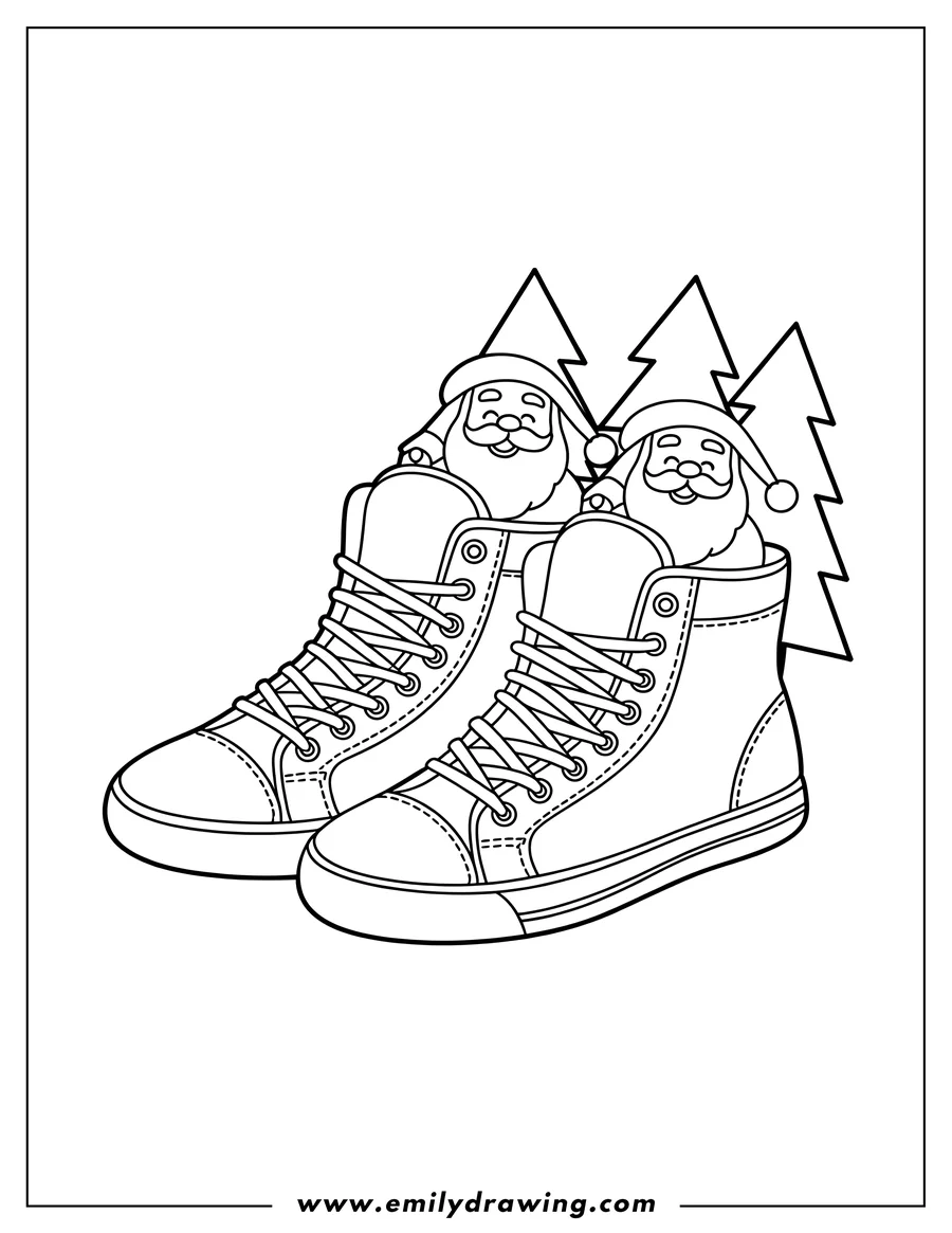 Doodle style coloring picture of santa Claus figures