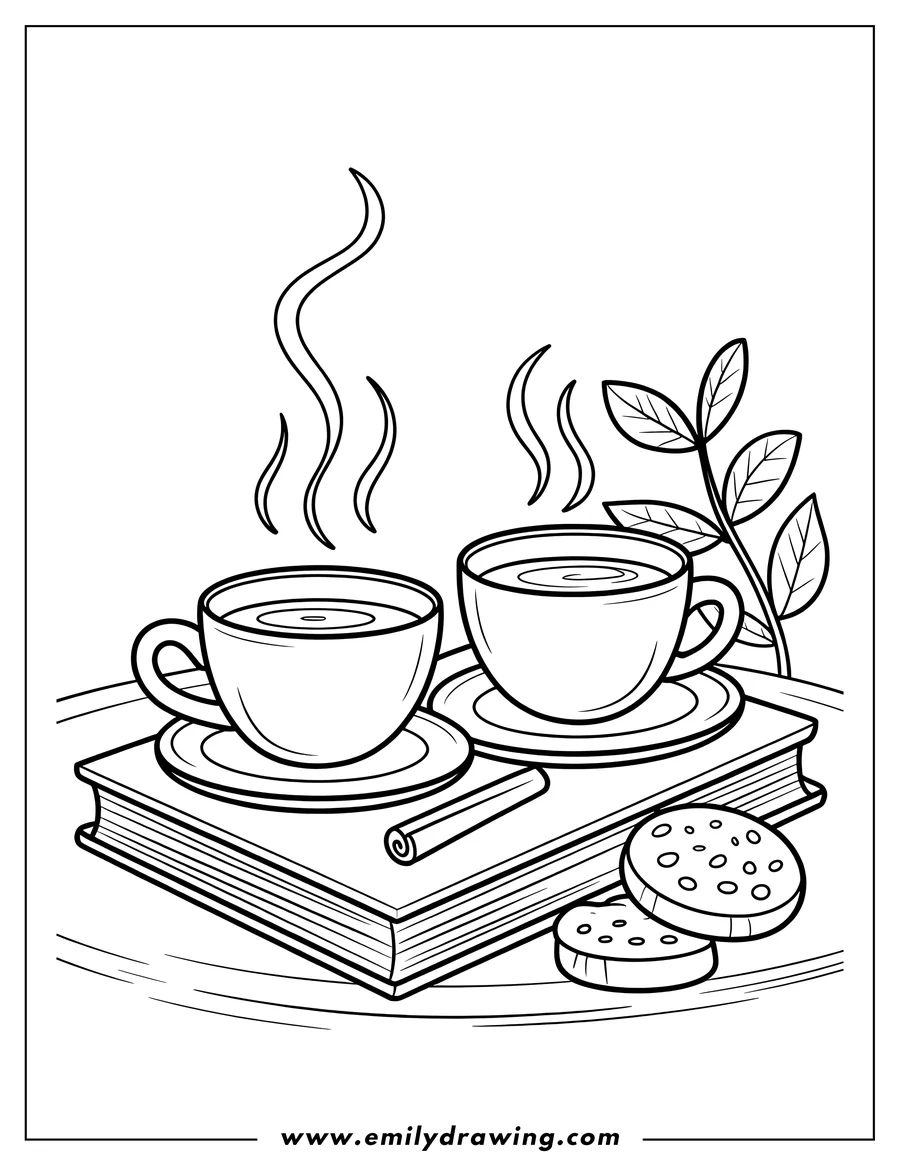 Downloadable coloring page of cups