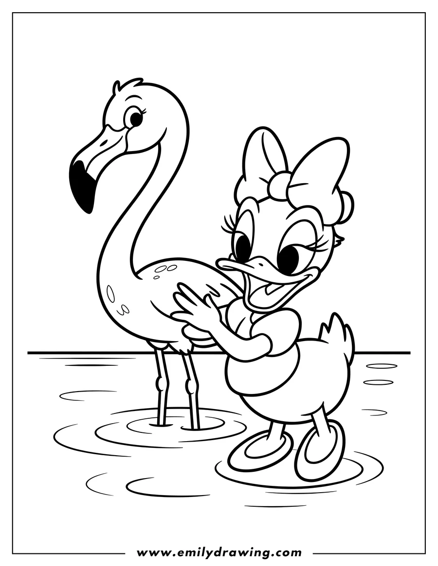 Doodle style coloring picture of daisy Duck