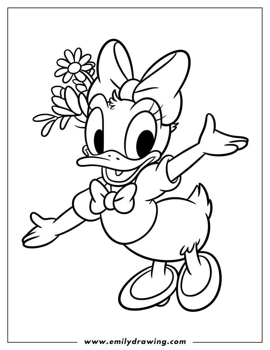 Simple sketch of daisy Duck to color