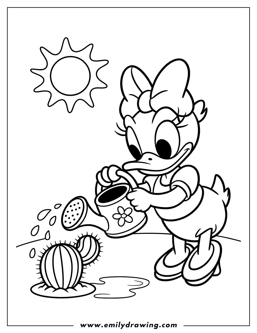Printable line art of daisy Duck