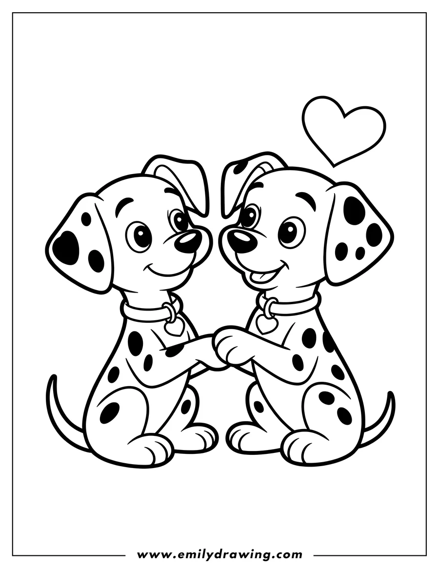 Full page coloring image of dalmatian Puppy (Left)