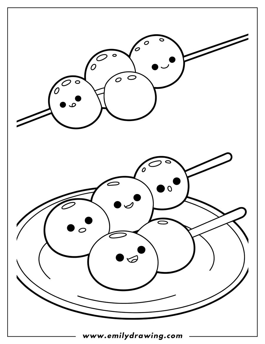 Outline drawing of dango skewer