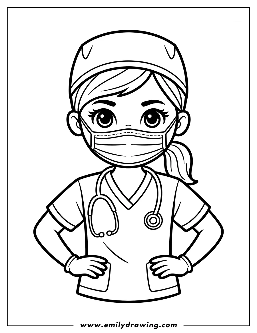Linear illustration of doctor/Nurse