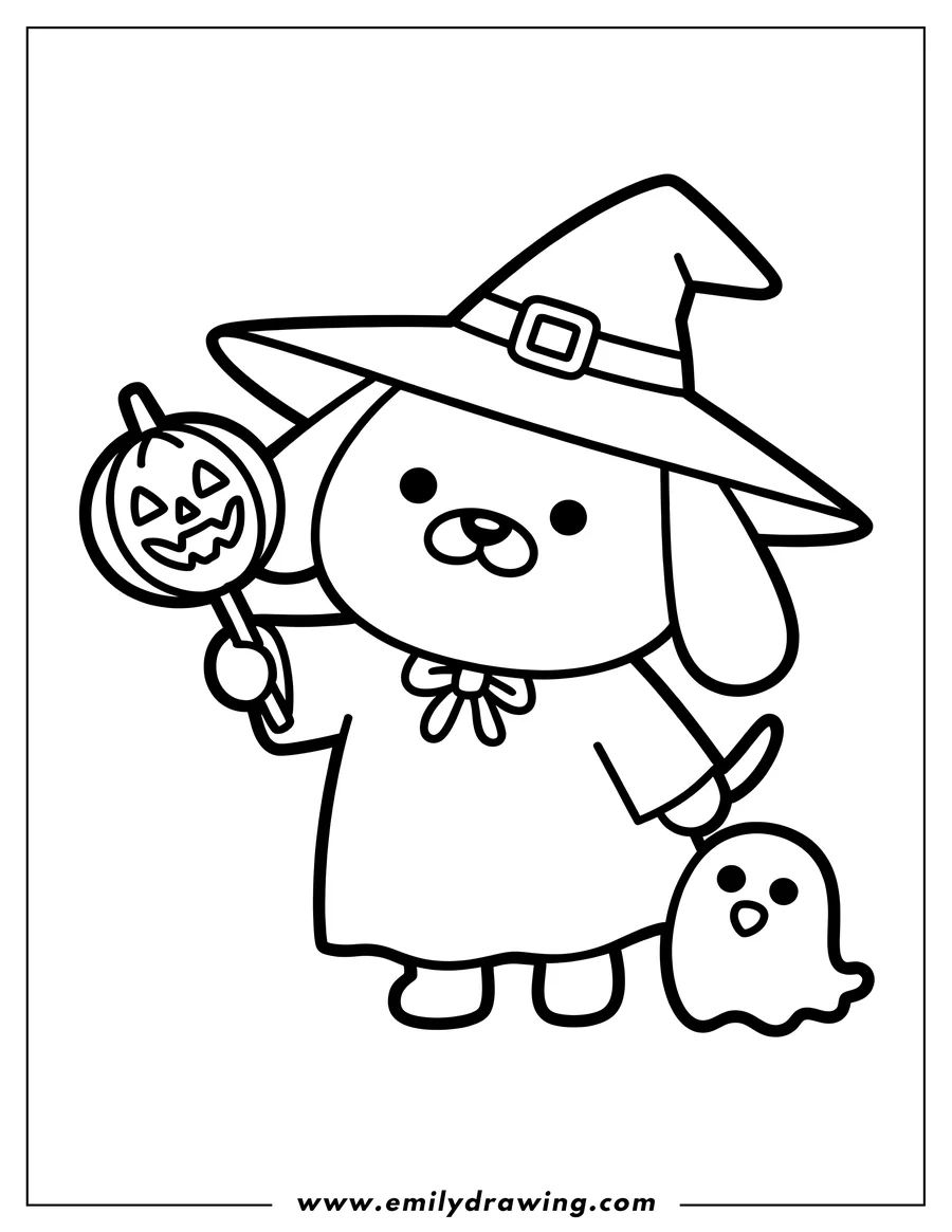 Full page coloring image of dog