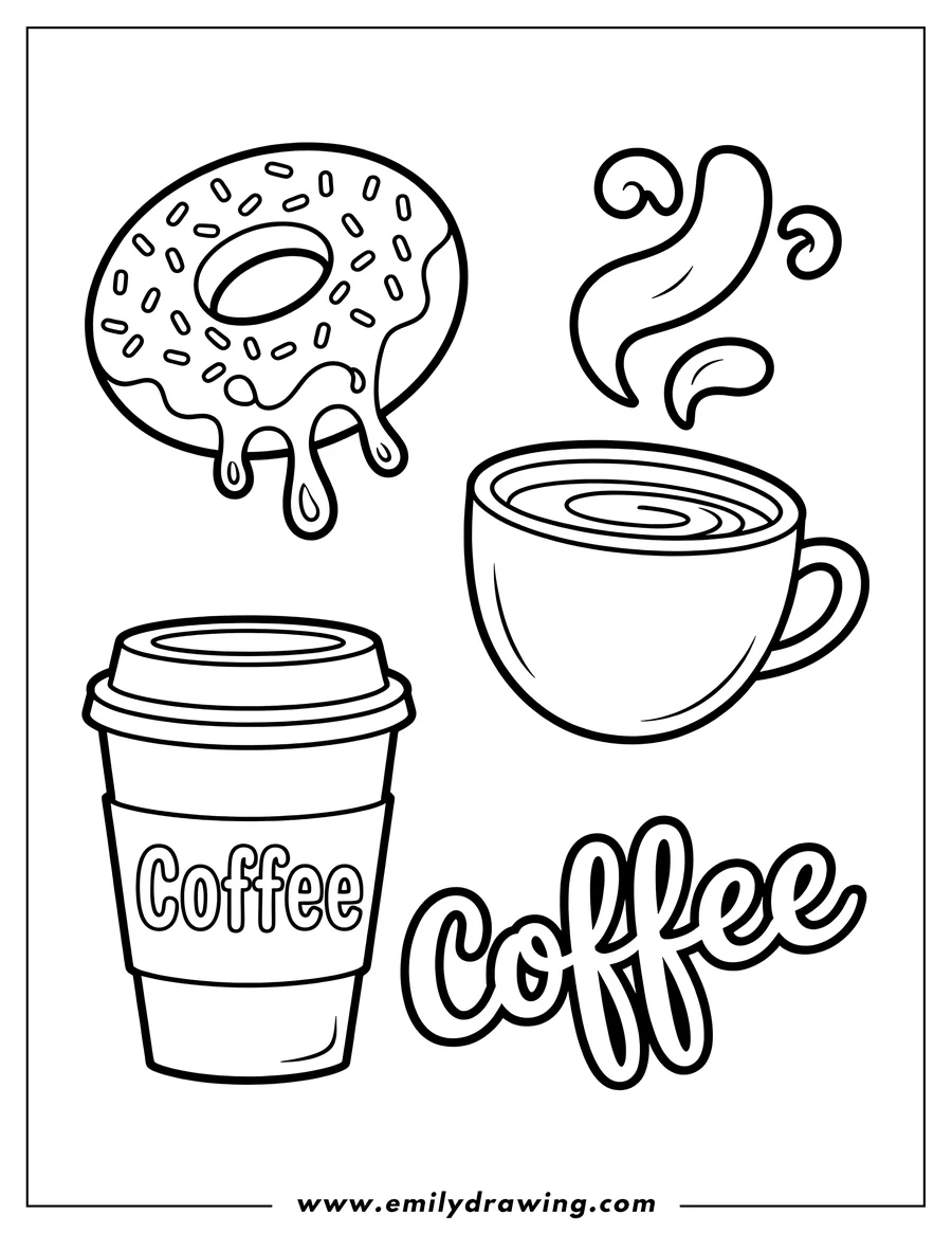 Coloring page for kids: donut