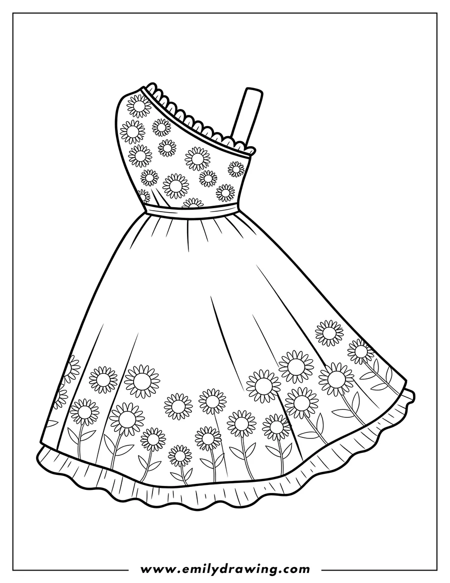 Downloadable coloring page of dress