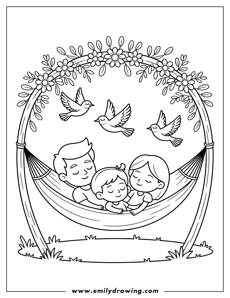 Vector style outline of family