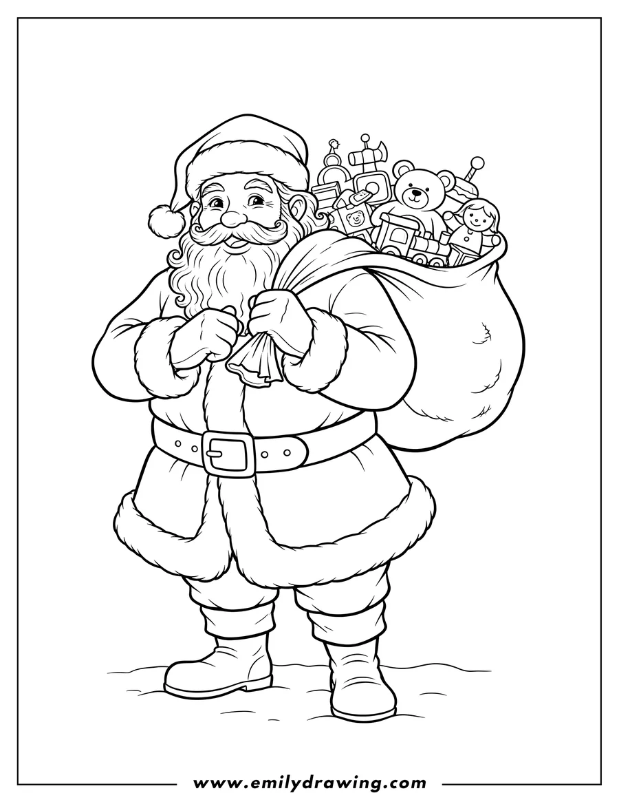 Clean line drawing: father Christmas