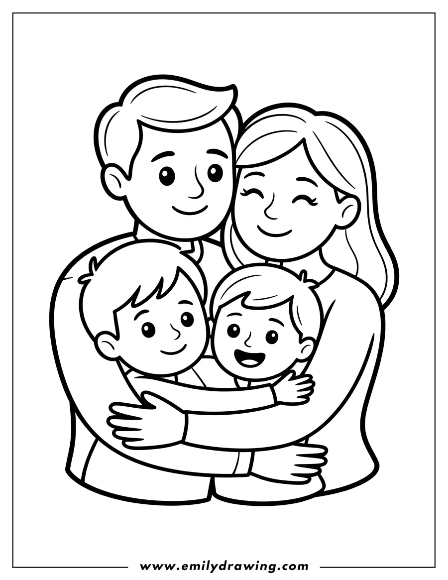 Full page coloring image of father