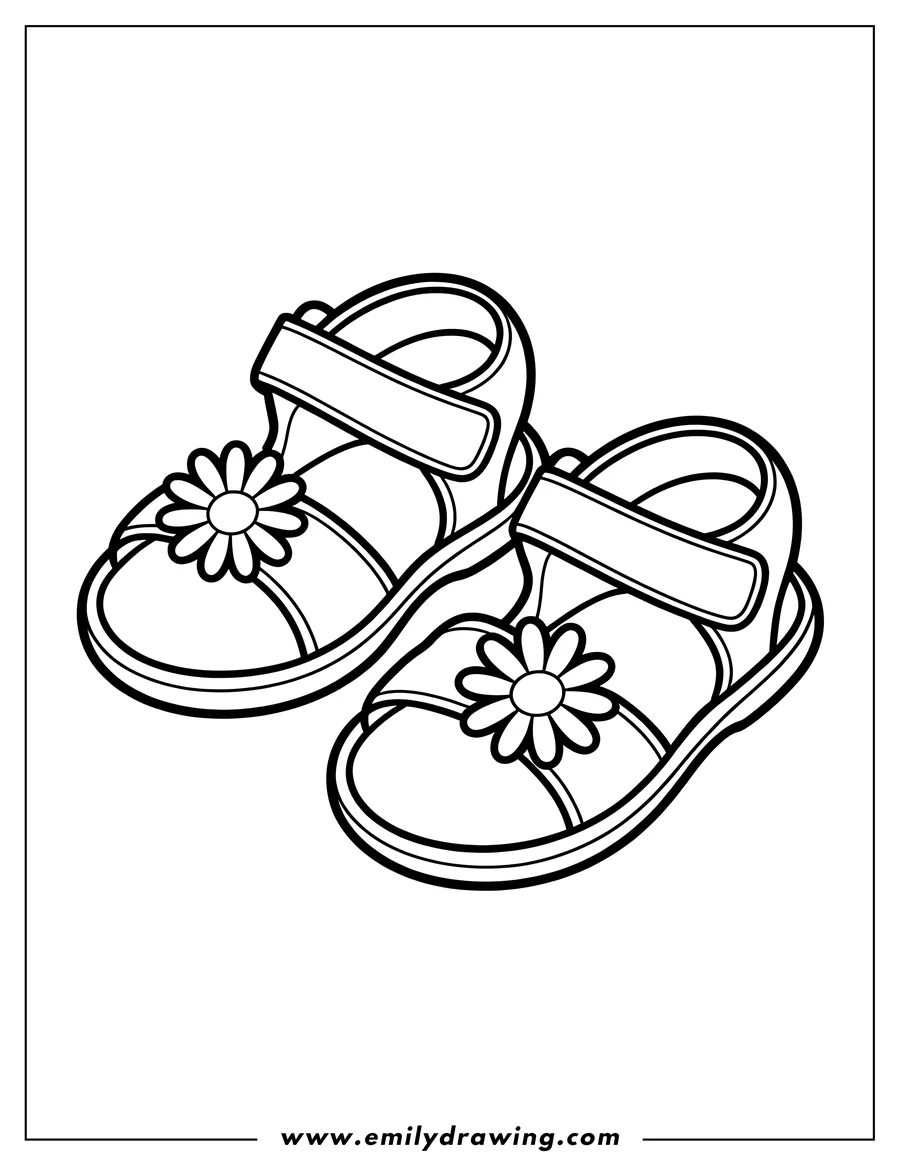 Printable line art of sandals
