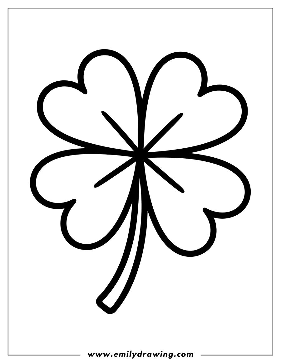 Downloadable coloring page of four-leaf clover