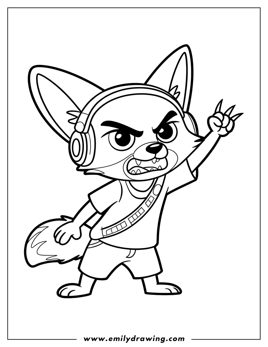 Clean line drawing: fox