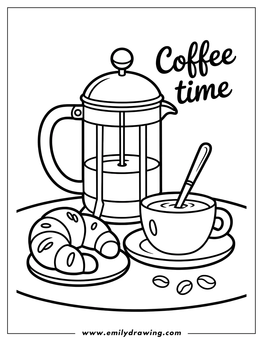 Printable coloring page of french Press