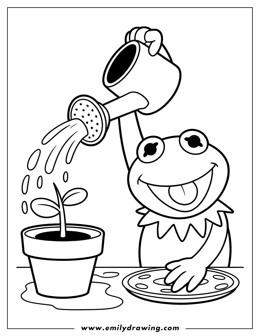 Full page coloring image of frog