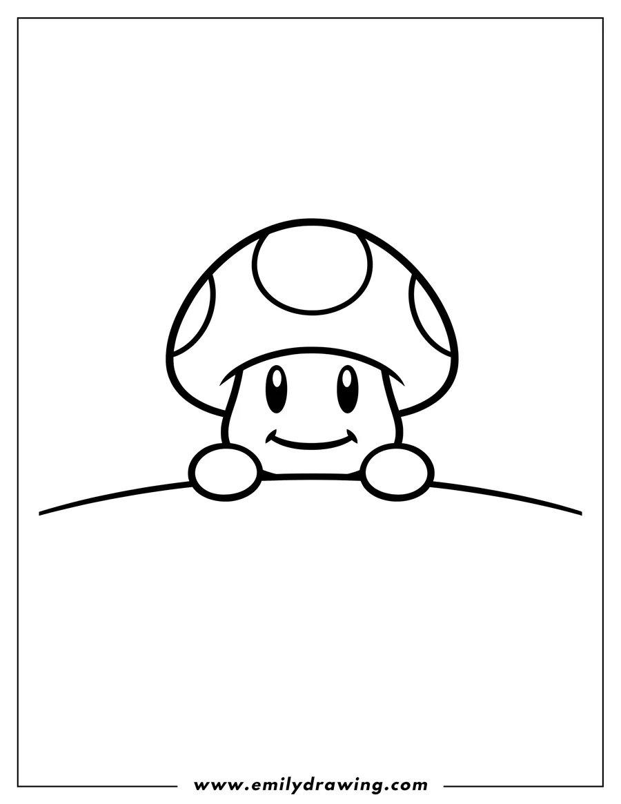 Coloring sheet featuring easy Galoomba Outline peeking up