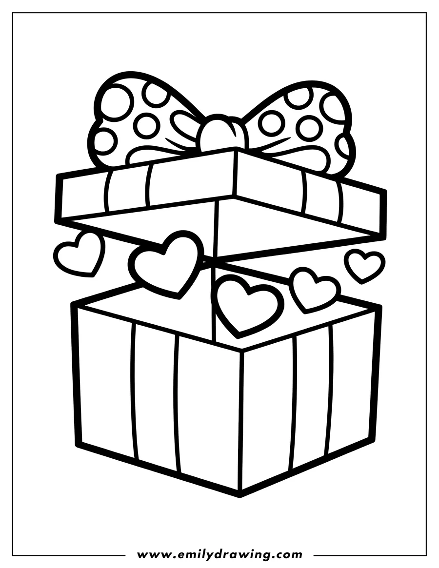 Simple sketch of gift Box to color