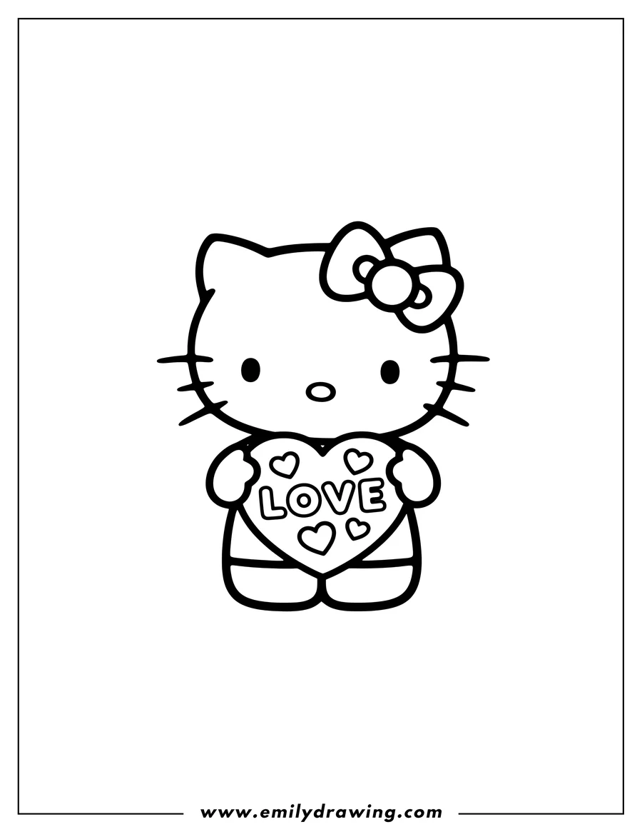 Doodle style coloring picture of hello Kitty