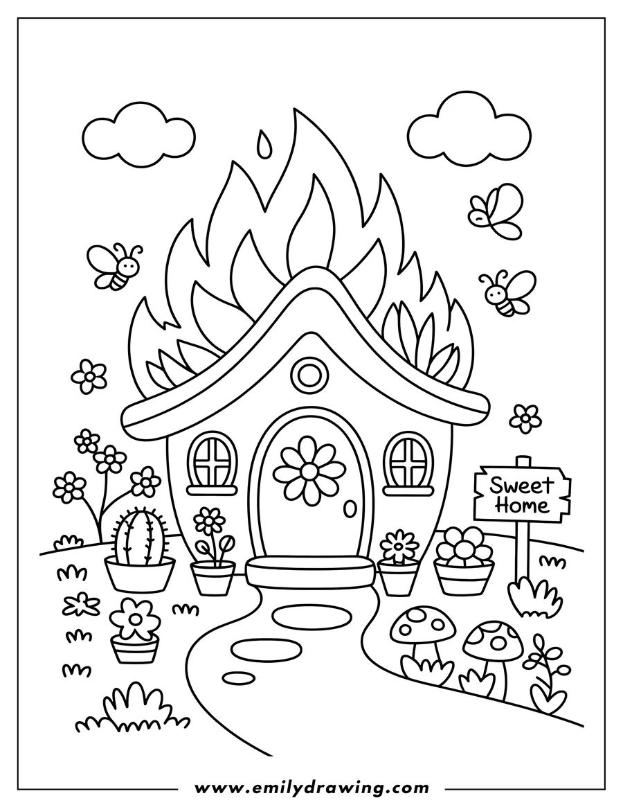 Clean line drawing: house