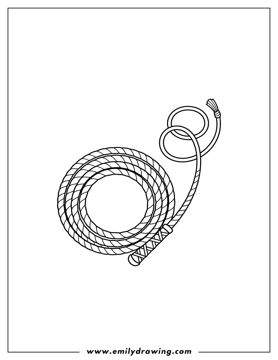 Coloring sheet featuring indiana Jones coiled bullwhip