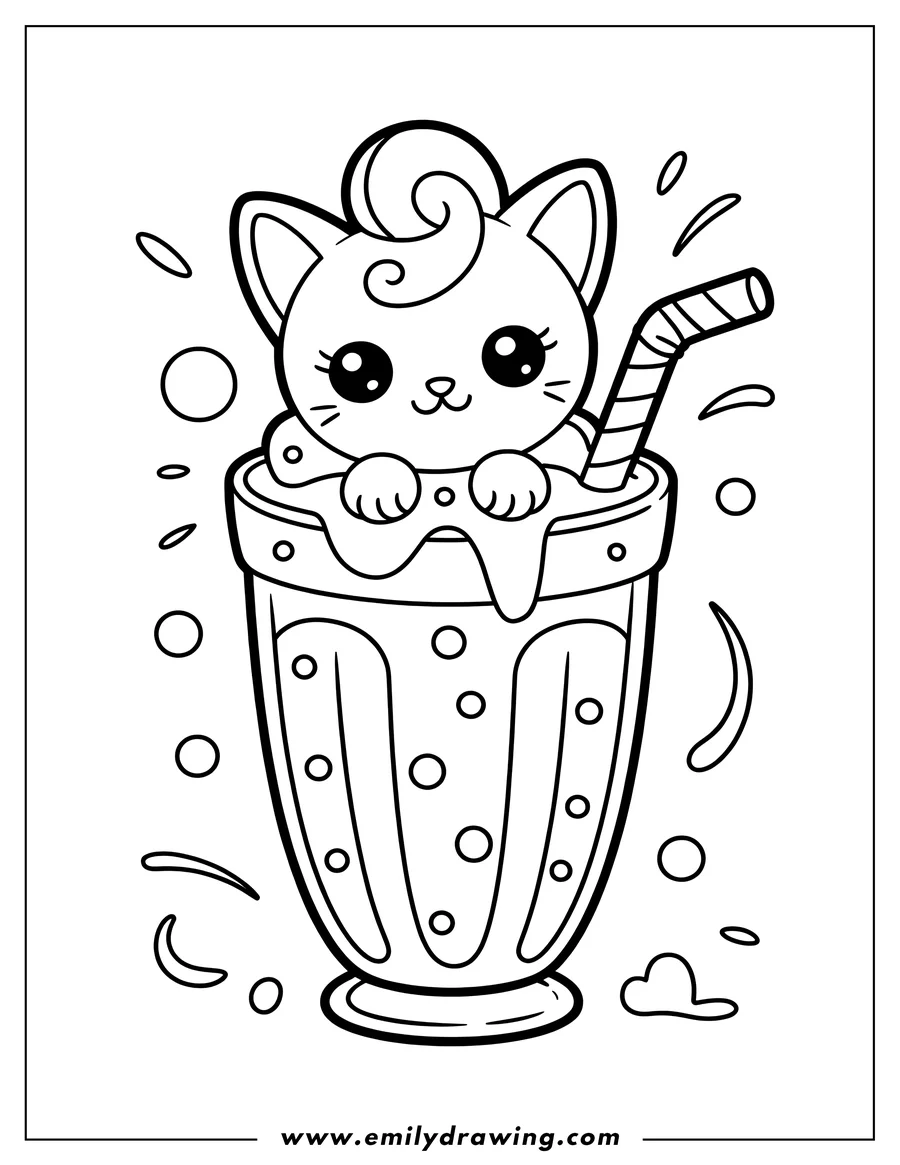 Simple sketch of kitten to color