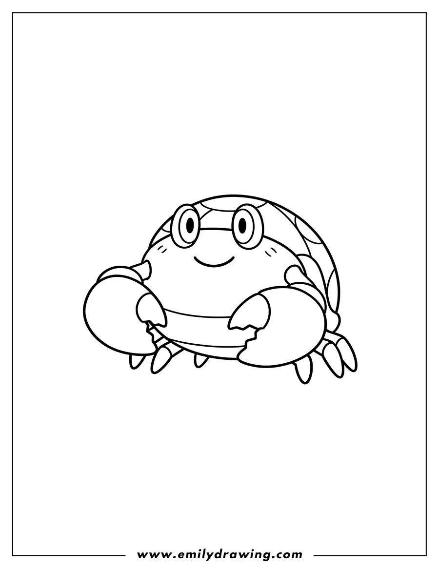 Free to print drawing of easy Krabby Outline Preschoolers, facing forward with big claws