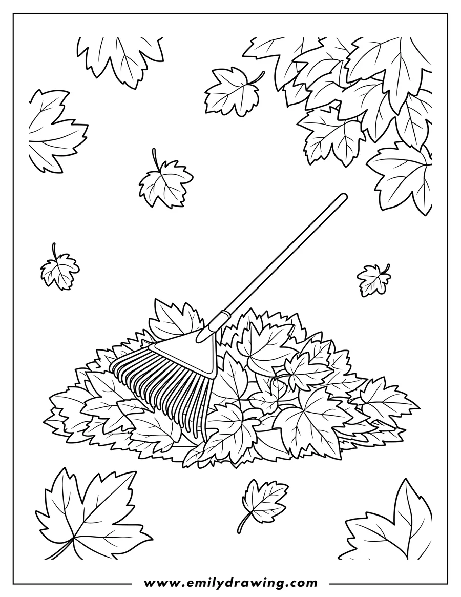 High quality printable leaf Pile for coloring