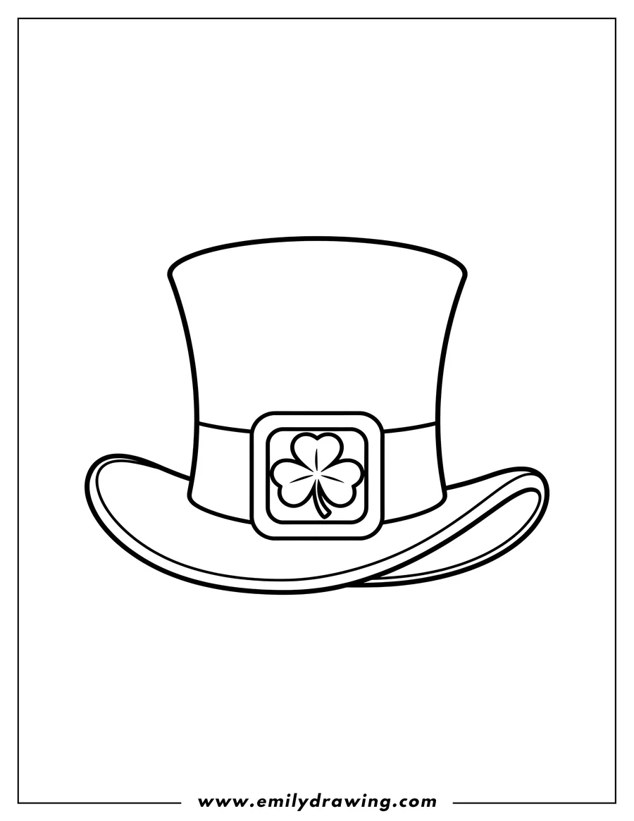 Free to print drawing of easy Leprechaun Hat with Buckle and Shamrock
