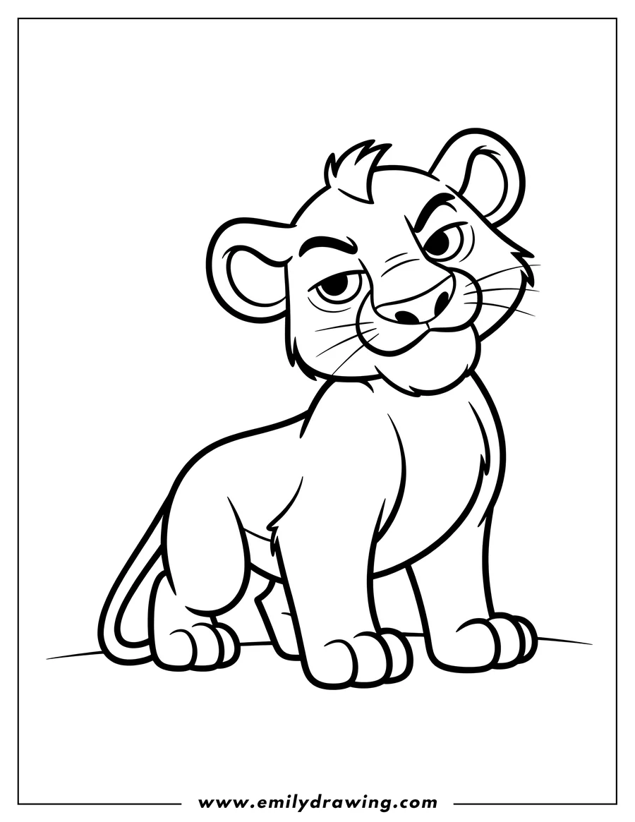 Simple sketch of lion Cub to color