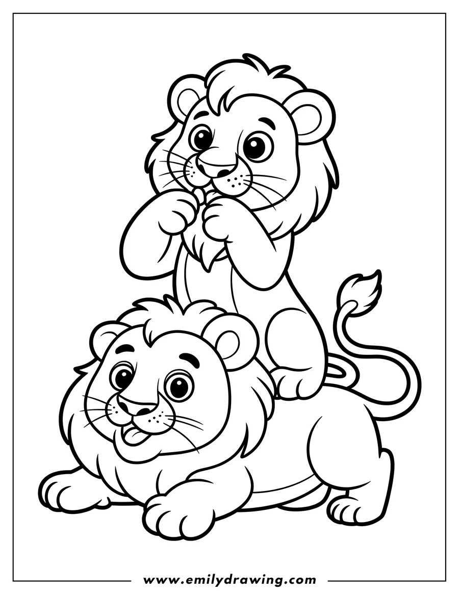 Coloring page for kids: lion