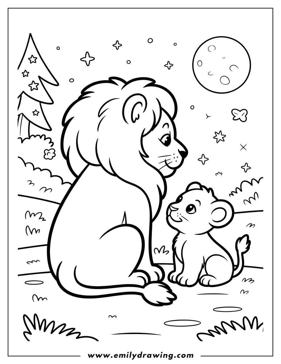 Simple sketch of lion to color