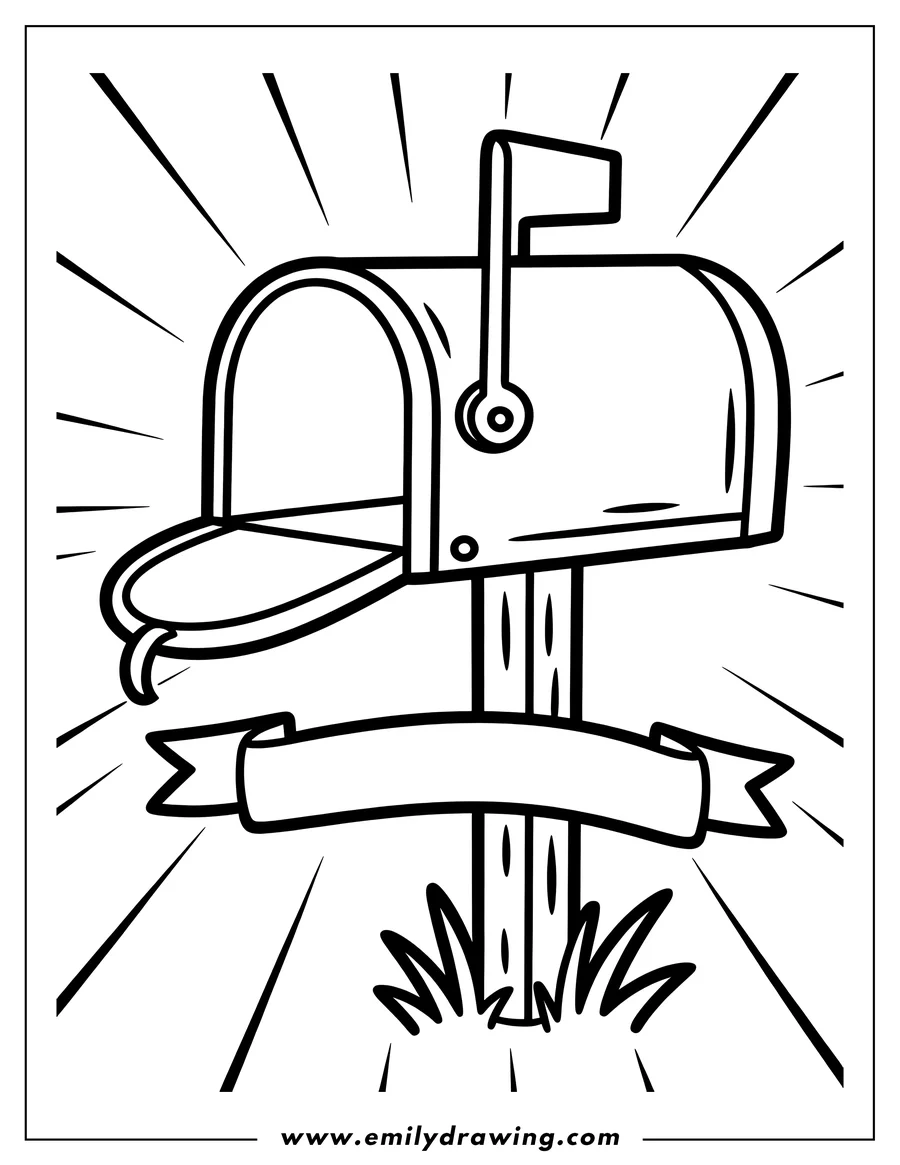 Full page coloring image of mailbox