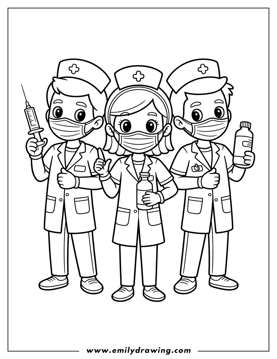 Downloadable coloring page of male Nurse