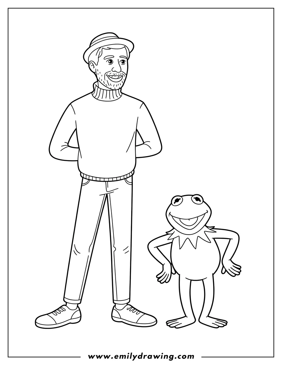 Coloring sheet featuring man