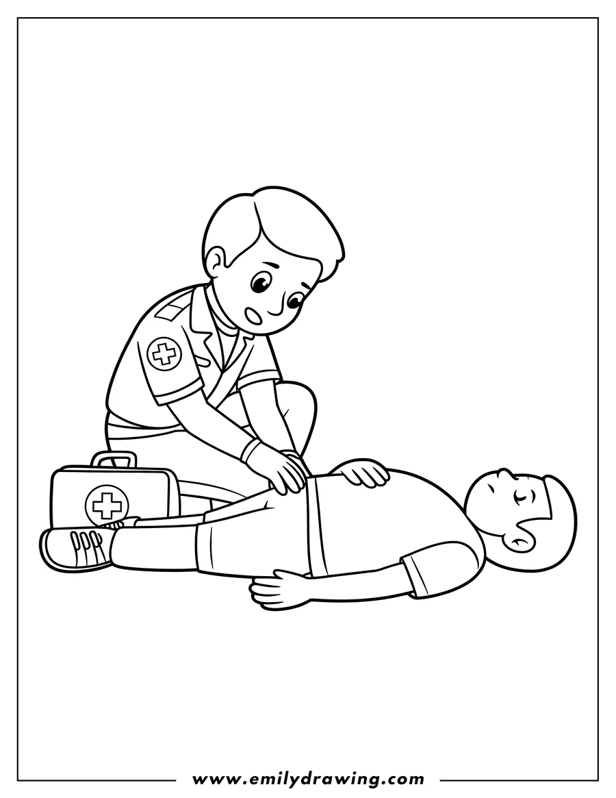 Printable coloring page of paramedic