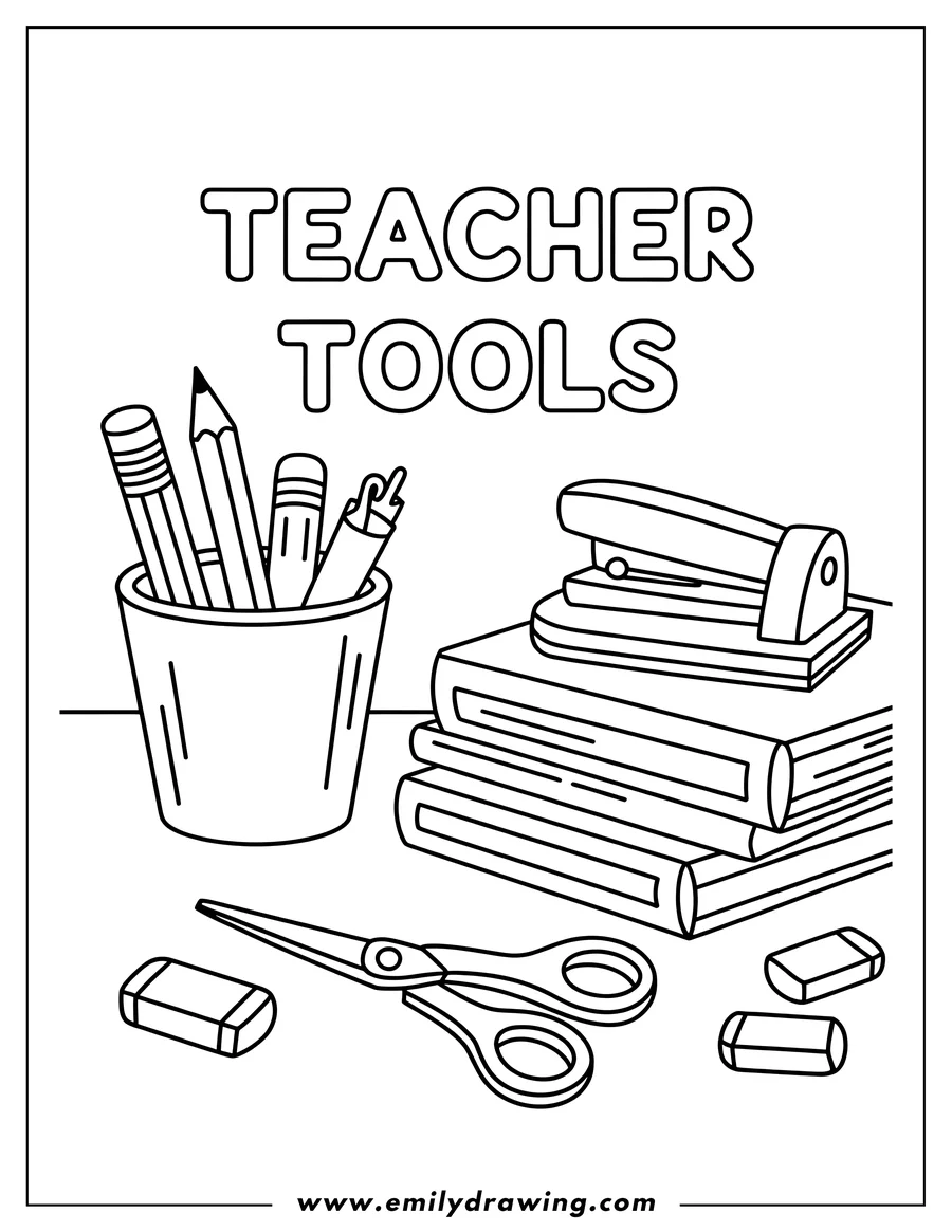 Printable line art of pencil Cup